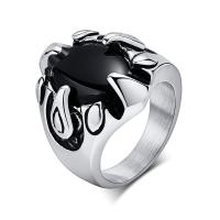 Палец кольцо из нержавеющей стали, Нержавеющая сталь 304, с Стеклянный, полированный, ювелирные изделия моды & разный размер для выбора & Мужский, оригинальный цвет, 21.80mm, продается PC