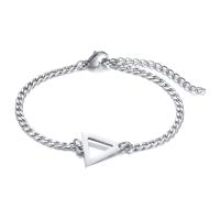 Stainless Steel Jewelry Bracelet 304 Stainless Steel with 1.57inch extender chain Triangle polished fashion jewelry & Unisex original color Length Approx 6.69 Inch Sold By PC