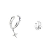 asymmetrische Ohrringe, Zinklegierung, Modeschmuck & für Frau & mit Strass, Silberfarbe, frei von Nickel, Blei & Kadmium, 36mm, verkauft von Paar