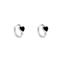 Brass Huggie Hoop Earring, Heart, fashion jewelry & high quality plated & for woman, silver color, nickel, lead & cadmium free, 21mm, Sold By Pair