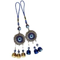 Wind Chimes Outdoor and Home Decoration , Tibetan Style, with Polyester Cord & Lampwork, plated, folk style & evil eye pattern & with rhinestone, more colors for choice, nickel, lead & cadmium free, 55x258mm, Sold By PC