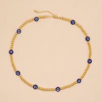 Evil Eye Jewelry Necklace Brass with Lampwork Round gold color plated evil eye pattern & for woman nickel lead & cadmium free 0.4cm 0.8cm Length 42 cm Sold By PC