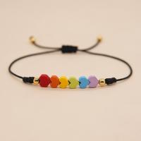 Glass Beads Bracelet, TILA Beads, with Polyester Cord, Heart, handmade, adjustable & for woman, nickel, lead & cadmium free, Length:Approx 16-28 cm, Sold By PC