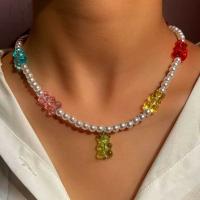 Harz Halskette, Zinklegierung, mit Harz, Bär, plattiert, Modeschmuck & für Frau, keine, frei von Nickel, Blei & Kadmium, 11x2mm, Länge ca. 51 cm, verkauft von PC