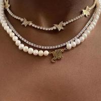 Mode-Multi-Layer-Halskette, Zinklegierung, mit Kunststoff Perlen, Schmetterling, plattiert, Modeschmuck & mehrschichtig & für Frau, keine, frei von Nickel, Blei & Kadmium, 17x17mm, Länge:ca. 54 cm, ca. 38 cm, verkauft von PC