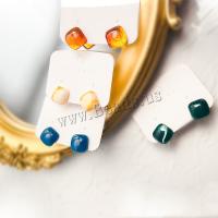 Stainless Steel Stud Earrings 304 Stainless Steel with Resin plated fashion jewelry 15mm Sold By Pair