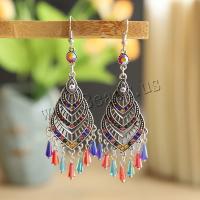 Tibetan Style Drop Earrings, plated, fashion jewelry & with rhinestone, more colors for choice, nickel, lead & cadmium free, 32x87mm, Sold By Pair