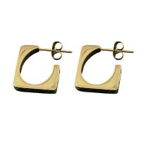 Titanium Steel  Earring, plated, fashion jewelry, golden, 15x18mm, Sold By Pair