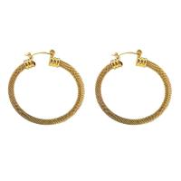 Stainless Steel Huggie Hoop Earring, 304 Stainless Steel, plated, fashion jewelry, golden, 47x4x45mm, Sold By Pair