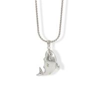 Stainless Steel Jewelry Necklace, 304 Stainless Steel, Shark, plated, fashion jewelry & Unisex, silver color, 21x38mm, Length:60 cm, Sold By PC