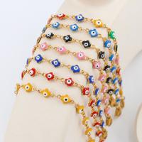 Bracelet Evil Eye bijoux, Acier titane, avec 5cm chaînes de rallonge, Mauvais œil, Placage, bijoux de mode & émail, plus de couleurs à choisir, Longueur:16 cm, Vendu par PC