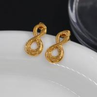 Stainless Steel Stud Earrings 304 Stainless Steel plated fashion jewelry gold Sold By Pair