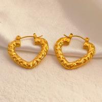 Stainless Steel Lever Back Earring 304 Stainless Steel Heart plated fashion jewelry gold Sold By Pair