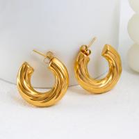 Stainless Steel Stud Earrings 304 Stainless Steel plated fashion jewelry gold Sold By Pair