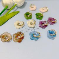 Stainless Steel Drop Earring, 304 Stainless Steel, with Resin, Flower, plated, fashion jewelry, more colors for choice, 30mm, Sold By Pair