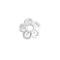 925er Sterling Silber Perlkappen, Blume, DIY & hohl, Silberfarbe, 5.50x2.50mm, Bohrung:ca. 1.3mm, verkauft von PC
