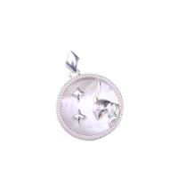 925 Sterling Silver Pendant with White Shell 12 Signs of the Zodiac DIY 15mm Approx 0.9mm Sold By PC