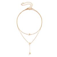 CCB Necklaces, Copper Coated Plastic, with brass chain, with 2.7inch extender chain, plated, Double Layer & fashion jewelry & for woman, more colors for choice, Length:Approx 15.7 Inch, Approx 13.7 Inch, Sold By PC