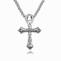 Zinc Alloy Jewelry Necklace Cross silver color plated fashion jewelry & Unisex nickel lead & cadmium free Length Approx 60 cm Sold By PC