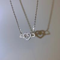 Zinc Alloy smykker halskæde, Heart, mode smykker & for kvinde & med rhinestone, flere farver til valg, nikkel, bly & cadmium fri, Længde Ca. 17 inch, Solgt af PC