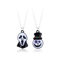 Zinc Alloy Jewelry Necklace silver color plated 2 pieces & Unisex & Halloween Jewelry Gift nickel lead & cadmium free Length Approx 17 Inch Sold By Set