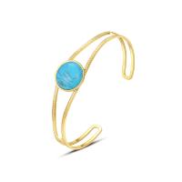 Stainless Steel Finger Ring 316 Stainless Steel with turquoise Vacuum Ion Plating fashion jewelry & for woman two different colored Sold By PC