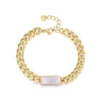 Stainless Steel Jewelry Bracelet 316 Stainless Steel with Pearl Oyster with 3cm extender chain Vacuum Ion Plating fashion jewelry & for woman two different colored Length 17.5 cm Sold By PC