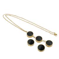 Brass Jewelry Set Stud Earring & necklace gold color plated 2 pieces & fashion jewelry & for woman & enamel two different colored Length 30.6 cm Sold By Set