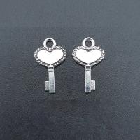 Tibetan Style Key Pendants, antique silver color plated, vintage & DIY, nickel, lead & cadmium free, 10x18mm, Approx 100PCs/Bag, Sold By Bag