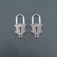 Tibetan Style Lock Pendants, antique silver color plated, vintage & DIY, nickel, lead & cadmium free, 24x14mm, Approx 100PCs/Bag, Sold By Bag
