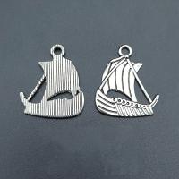 Vehicle Shaped Tibetan Style Pendants, Sail Boat, antique silver color plated, vintage & DIY, nickel, lead & cadmium free, 25x21mm, Approx 100PCs/Bag, Sold By Bag