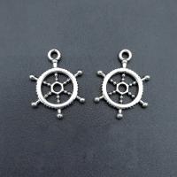 Tibetan Style Ship Wheel & Anchor Pendant, antique silver color plated, vintage & DIY, nickel, lead & cadmium free, 20x15mm, Approx 100PCs/Bag, Sold By Bag