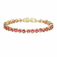 Bracelets en laiton, avec cristal, Placage de couleur d'or, bijoux de mode & pour femme, rose, protéger l'environnement, sans nickel, plomb et cadmium, 6mm, Longueur:Environ 18 cm, Vendu par PC