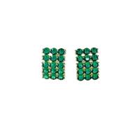 Brass Stud Earring, with Crystal, Rectangle, gold color plated, fashion jewelry & for woman, green, nickel, lead & cadmium free, 11x15mm, Sold By Pair