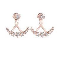 Brass Drop Earring plated fashion jewelry & micro pave cubic zirconia & for woman nickel lead & cadmium free Sold By Pair
