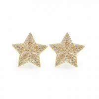 Brass Stud Earring Star plated fashion jewelry & micro pave cubic zirconia & for woman nickel lead & cadmium free Sold By Pair