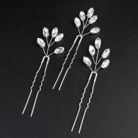 Hair Stick Zinc Alloy handmade three pieces & for woman & with rhinestone silver color nickel lead & cadmium free Sold By Set
