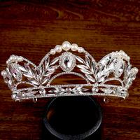 Bridal Tiaras Zinc Alloy with Crystal & Plastic Pearl silver color plated fashion jewelry & for woman silver color nickel lead & cadmium free 140*60mm 330mm Sold By PC