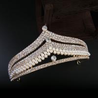 Krone, Zinklegierung, mit Kunststoff Perlen, plattiert, Modeschmuck & für Frau & mit Strass, keine, frei von Nickel, Blei & Kadmium, 150*65mm,330mm, verkauft von PC