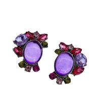 Zinc Alloy Stud Earring with Lampwork fashion jewelry & for woman & with rhinestone nickel lead & cadmium free 35mm Sold By Pair