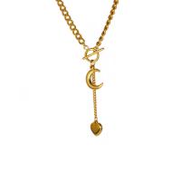 Stainless Steel Jewelry Necklace, 304 Stainless Steel, 18K gold plated, fashion jewelry & for woman, golden, 23*18mm,14*15mm, Length:Approx 17.72 Inch, Sold By PC
