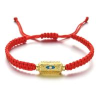 Evil Eye Jewelry Bracelet Polyester Cord with Zinc Alloy gold color plated Unisex & adjustable Length Approx 18-28 cm Sold By PC