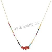 Brass Necklace with Seedbead & Gemstone with 5cm extender chain gold color plated Bohemian style & for woman nickel lead & cadmium free Length Approx 45 cm Sold By PC