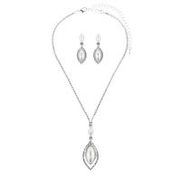 Jewelry Sets earring & necklace Rhinestone with Brass silver color plated for woman 5.5cm 3.8cm Length 45 cm Sold By Set