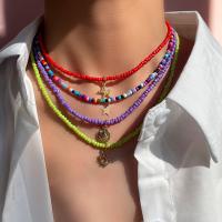 Mode-Multi-Layer-Halskette, Zinklegierung, mit Acryl, goldfarben plattiert, verschiedene Stile für Wahl & verschiedene Muster für Wahl & für Frau, keine, frei von Nickel, Blei & Kadmium, 8x11mm, Länge ca. 46 cm, verkauft von PC