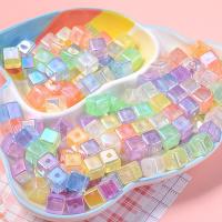 Plated Acrylic Beads, Square, DIY, more colors for choice, 13x13mm, Hole:Approx 3mm, 10PCs/Bag, Sold By Bag