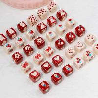 Acryl Schmuck Perlen, Quadrat, DIY & verschiedene Muster für Wahl, keine, 14mm, Bohrung:ca. 3.3mm, 10PCs/Tasche, verkauft von Tasche