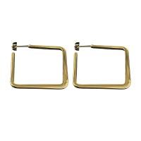 Stainless Steel Stud Earrings, 304 Stainless Steel, Square, plated, fashion jewelry, golden, 37x37mm, Sold By Pair