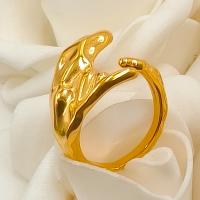 Vinger Ring in edelstaal, 304 roestvrij staal, plated, mode sieraden, gouden, Binnendiameter:Ca 17mm, Verkocht door PC