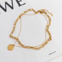 Stainless Steel Jewelry Necklace 304 Stainless Steel plated Double Layer & fashion jewelry golden Length 40 cm Sold By PC